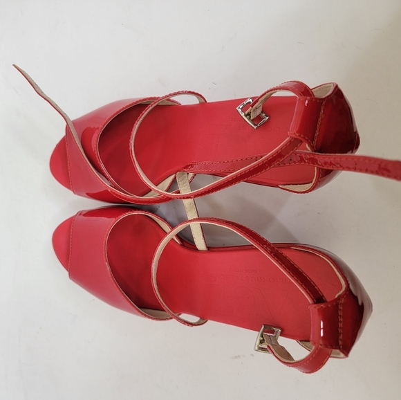 AGL ATTILIO GIUSTI LEOMBRUNI WEDGES SANDALS RED PATENT LEATHER SIZE 40 - Picture 11 of 14